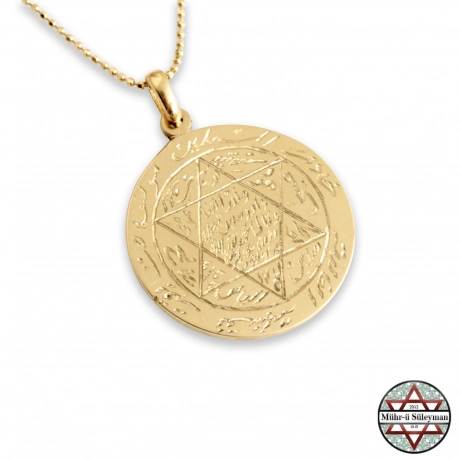 Mührü Süleyman - Tamamı EL Yazması (30mm) ALTIN Kolye