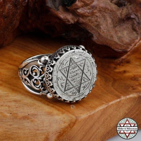 Hz. Süleyman Mührü Yüzük -  Tamamı EL Yazması 925 Ayar Gümüş