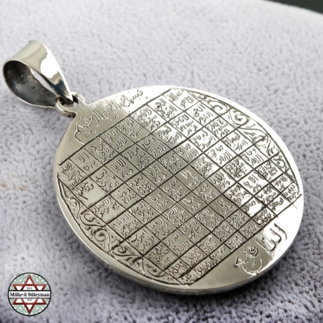 Ayetel Kürsi Vefki Tamamı EL Yazması 925 Ayar Gümüş Kolye