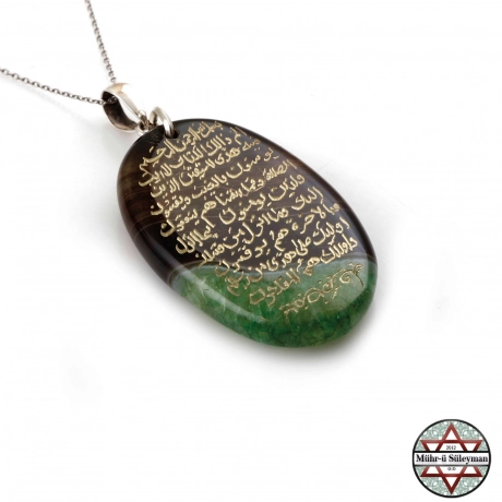 BAKARA Süresi (Elif, Lam Mim.) El Yazması 925 Ayar Gümüş Akik Kolye