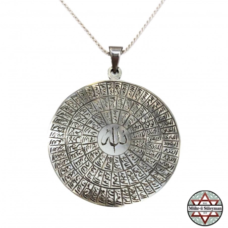 ALLAHIN 99 İSMİ (Esma-ül Hüsna) Tamamı EL Yazması Gümüş Kolye