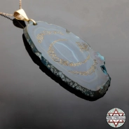 Kelim-i Tevhit Mavi Akik Taşlı Tamamı EL Yazması Kolye