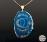 Kelim-i Tevhit Mavi Akik Taşlı Tamamı EL Yazması Kolye