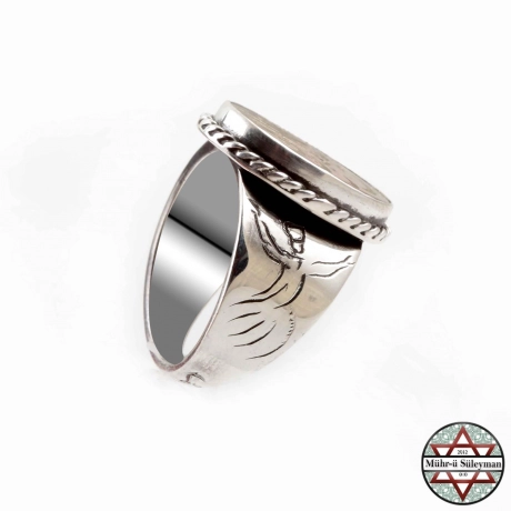 Nasihat Olarak Ölüm Yeter Yazılı Akik Taşlı 925 Ayar Gümüş Yüzük