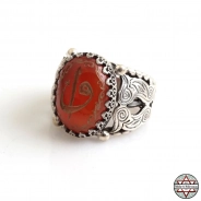 VAV ELİF Yazılı Akik Taşlı 925 Ayar Gümüş Yüzük