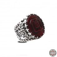 Akik Üzeri Kabartma Yazı EL - FETTAH  925 Ayar Gümüş Yüzük