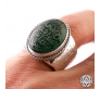 Yeşil Akik Taşlı İnşirah Ayeti Yazılı 925 Ayar Gümüş Yüzük