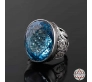 İyi Kalite Blue Topaz Taşlı Gazali Kemal'e Vefki 925 Ayar Gümüş Yüzük