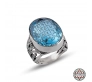 İyi Kalite Blue Topaz Taşlı Gazali Kemal'e Vefki 925 Ayar Gümüş Yüzük