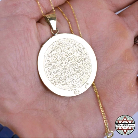 Tamamı El Yazması Mührü Süleyman -  BRONZ (Pirinç) Kolye