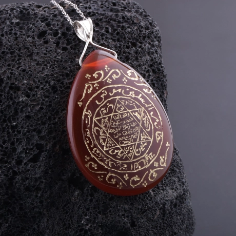 Damla Tasarım Tamamı EL Yazması Mührü Süleyman Gümüş Kolye