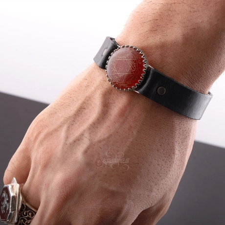 Akik Taş Üzeri El Yazması Mührü Süleyman Bileklik 