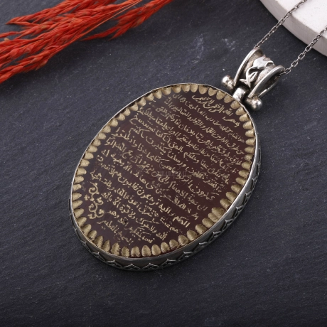 Akik Taşlı El Yazısı Name-i Peygamber Duası Kolye