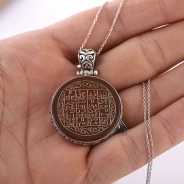 Akik Taşlı Koruma Vefki Gümüş Dualı Kolye