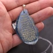 Akik Taş Üzeri Elde Kazıma Bereket Duası Kolye 