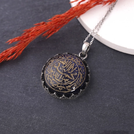  Yıldız Taşı El İşçiliği Nübüvvet Mührü Gümüş Kolye 