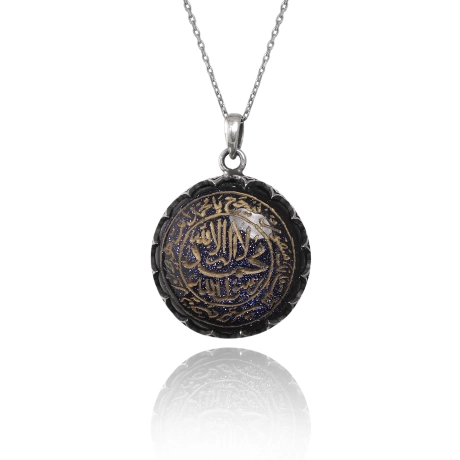  Yıldız Taşı El İşçiliği Nübüvvet Mührü Gümüş Kolye 