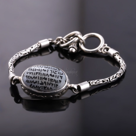 Muhabbet Tılsımı El Kazıması Sedef Taşlı Gümüş Bileklik