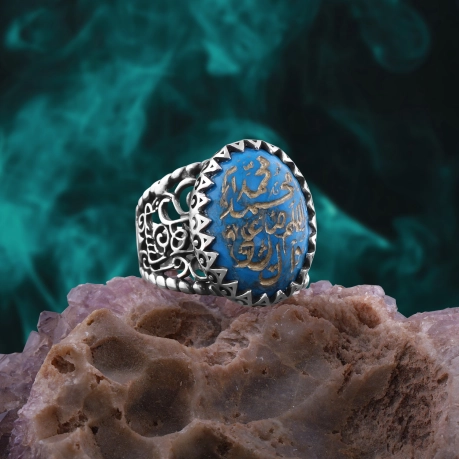 Tamamen El Yazması Salavat-ı Şerif Firuze Yüzük