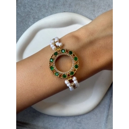 İnci Detaylı Çeyrek Çerçeveli Bileklik