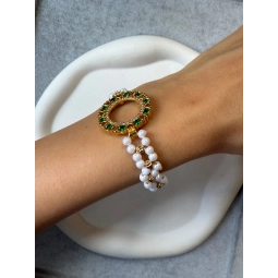 İnci Detaylı Çeyrek Çerçeveli Bileklik