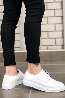 Bağcıklı Beyaz Cilt Spor Klasik Erkek Ayakkabı