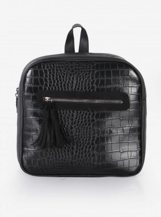 Siyah Püskül Fermuarlı Sırt Çantası