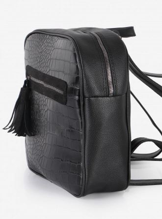 Siyah Püskül Fermuarlı Sırt Çantası