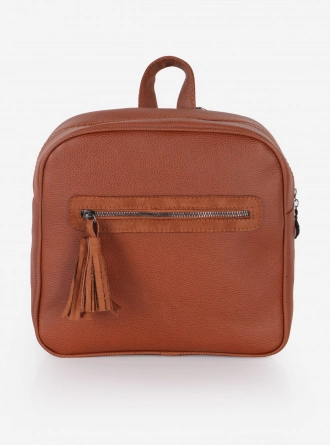 Siyah Püskül Fermuarlı Sırt Çantası