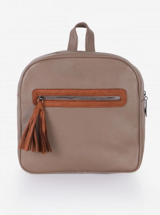 Siyah Püskül Fermuarlı Sırt Çantası