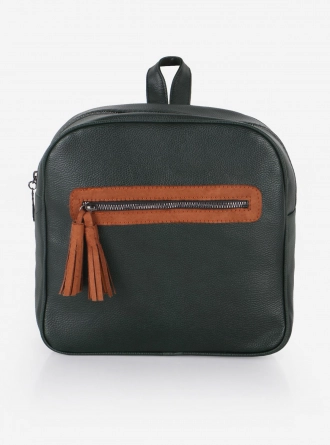 Siyah Püskül Fermuarlı Sırt Çantası