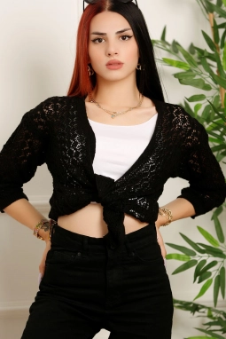 Ajurlu Hırka Siyah