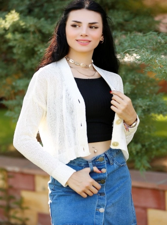 Düğmeli Triko Krem