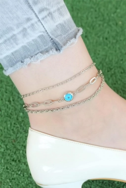 Silver Renk Zincirli Nazar Figürlü Hal Hal