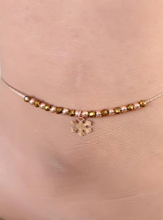 Hardal Renk Miyuki Taşlı Kar Taneli Figürlü Metal Hal Hal