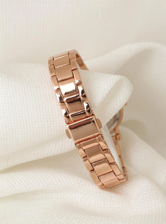 Rose Renk Metal Kordonlu Yeşil Renk İç Tasarımlı Yeni Sezon Clariss Marka Bayan Kol Saati