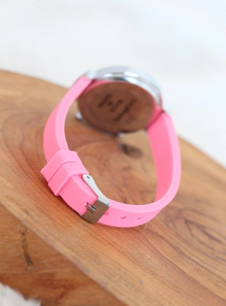 Pembe Silikon Kordonlu Led Bayan Kol Saati