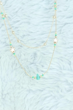 Mavi Boncuklu Bayan Kolye 