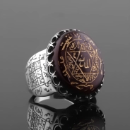  6 Köşe Mührü Süleyman Koruma Vefkli Yemen Akik Taşlı Gümüş Yüzük