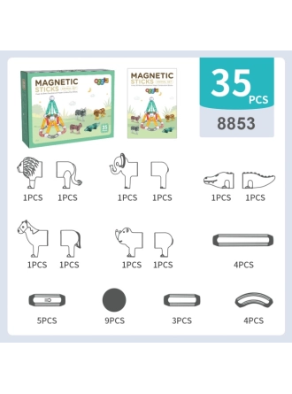 Magnetic Sticks 35 Parça Premium Manyetik Oyuncak Seti