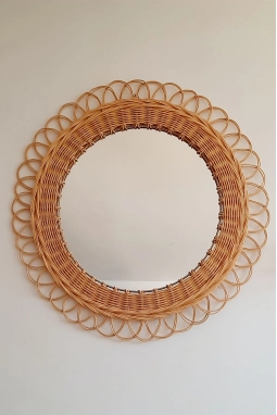 Bambu Duvar Aynası - Dış çapı 58cm x iç çapı 35cm .