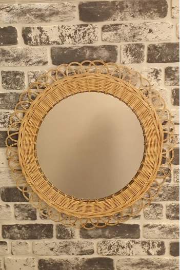 Bambu Duvar Aynası - Dış çapı 58cm x iç çapı 35cm .