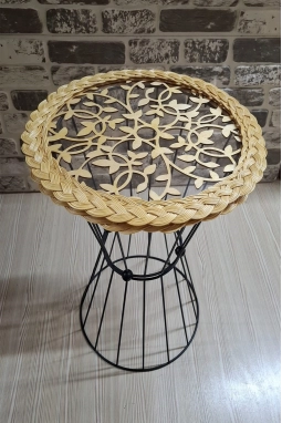 BAMBU-RATTAN RETRO AHŞAP DESENLİ SEHPA