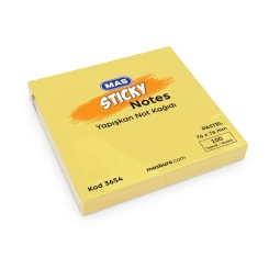 Mas Yapışkanlı Not Kağıdı 76X76 Pastel Sarı 100Sayfa