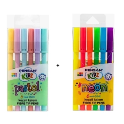 Pensan Kidz Pastel Ve Neon 24 Lü Keçeli Kalem 6 Renk