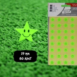 Tanex 17Mm Flo Yeşil Gülen Yıldız Etiketi 2 Ad.