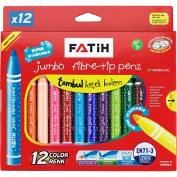 Fatih Jumbo Yıkanabilir Keçeli Boya Kalemi 12 Renk