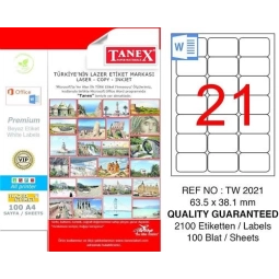 Tanex Tw-2021 63,5X38,1 Mm Lazer Etiket 100 Ad