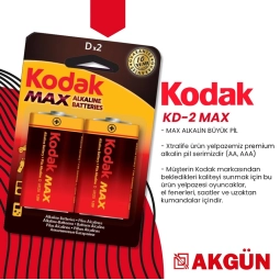 Kodak Kd-2 Max Alkalin Blister Büyük Boy Pil 2Li Fiyatı