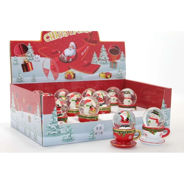Minik Fincan Tasarımlı Noel Baba Kar Küresi 8 Cm Alk2002